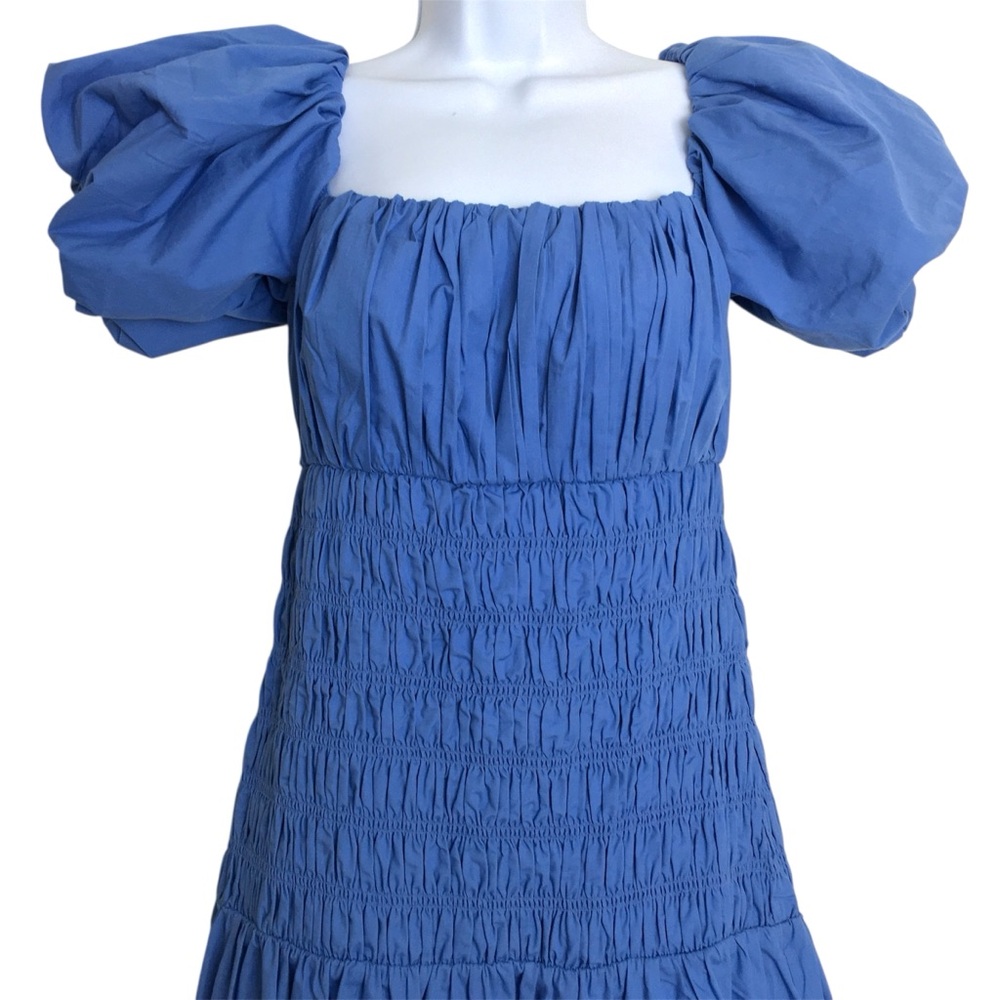 Abercrombie & Fitch Smocked Drop Waist Maxi Dress Puff Sleeve Event Holiday NWT - Picture 4 of 8